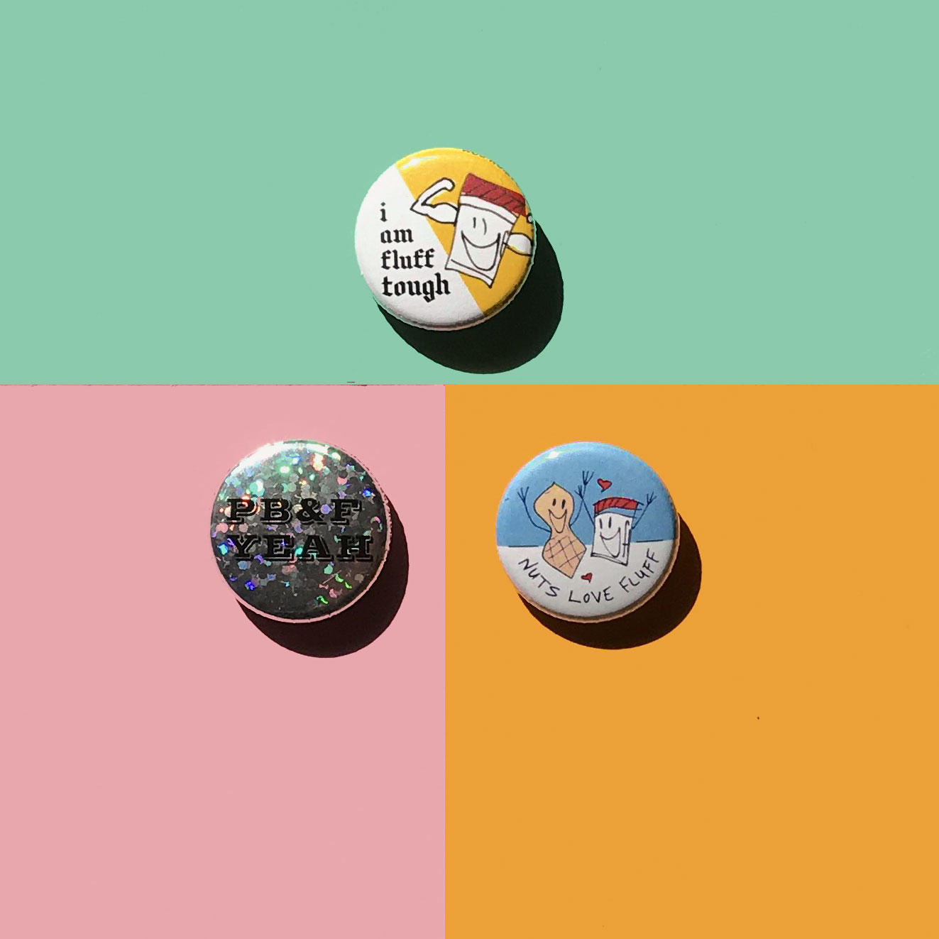 Fluff fan pack of three buttons